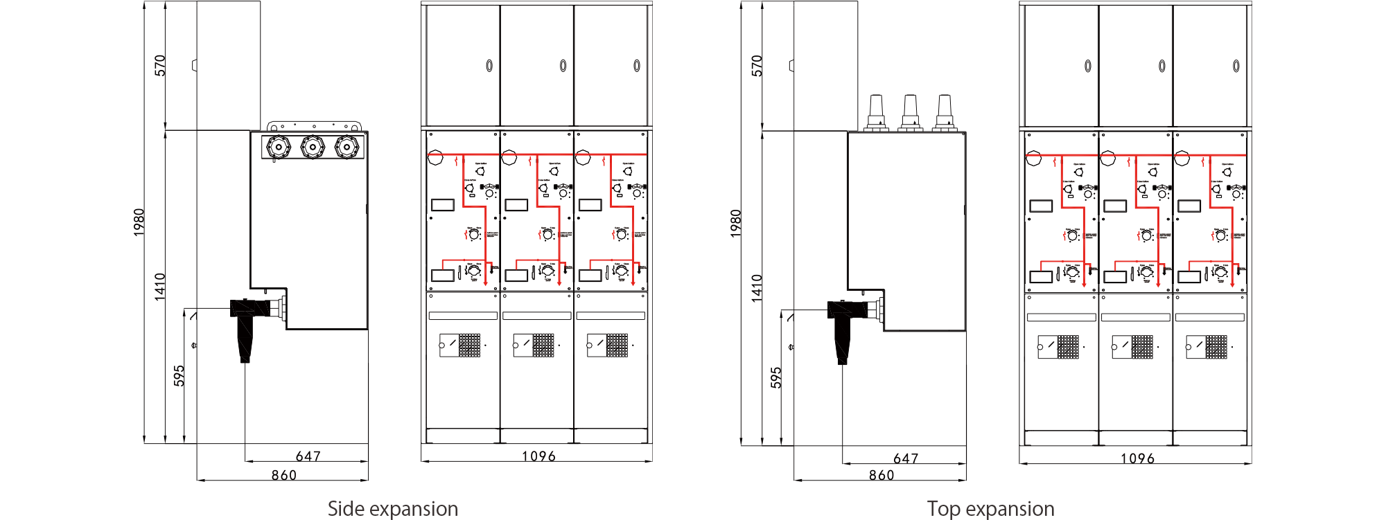 GPR1-12(24) expandable type outline dimensions