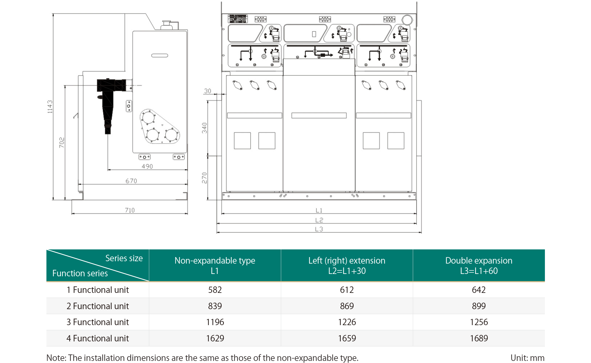 GPR2-12(24) expandable type outline dimensions