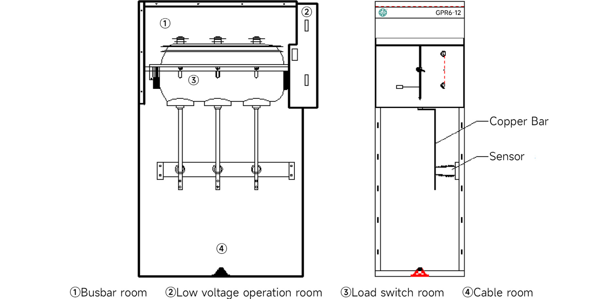 GPR6-12kV incoming cabinet outline diagram