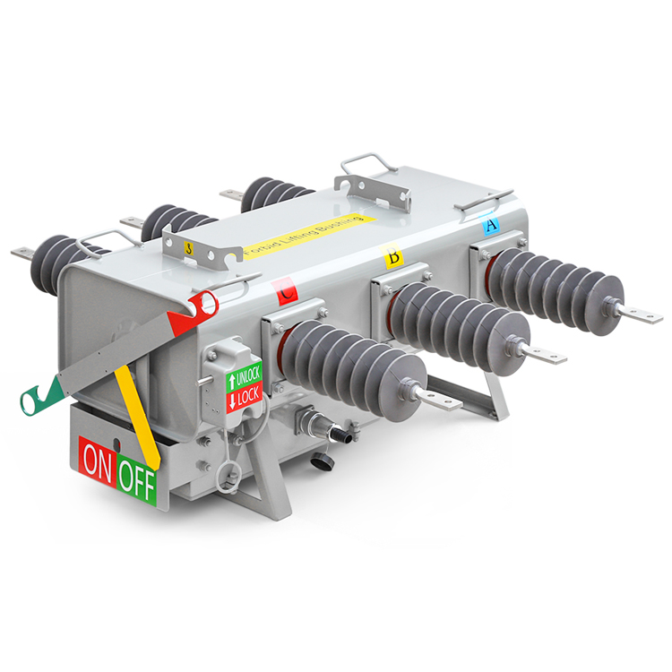 GPWF1-24kV pole-mounted SF6 outdoor load break switch with silicone rubber bushings and manual operating handle